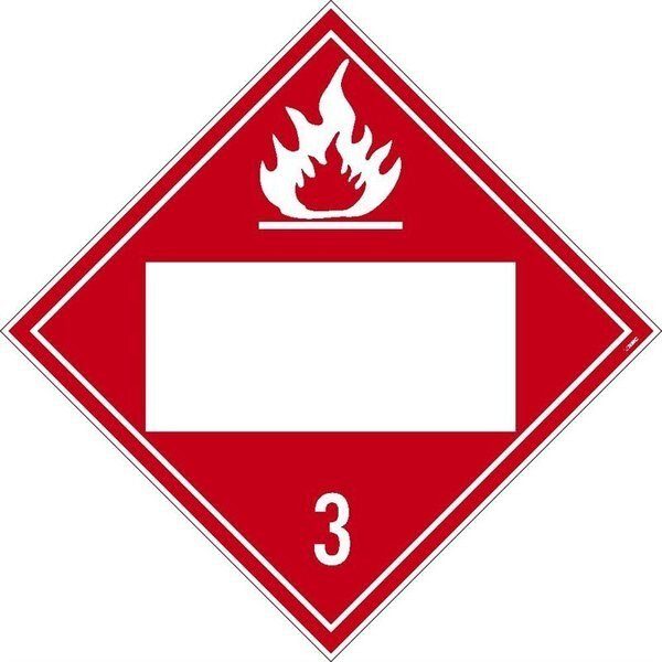 PLACARD, FLAMMABLE 3, BLANK, , Nmc, Mfr#: DL4BUV10